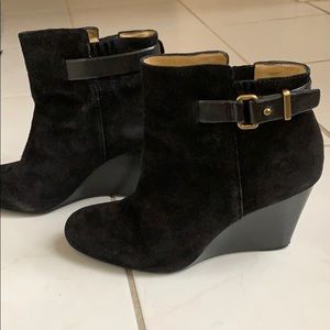 Coach suede wedge booties